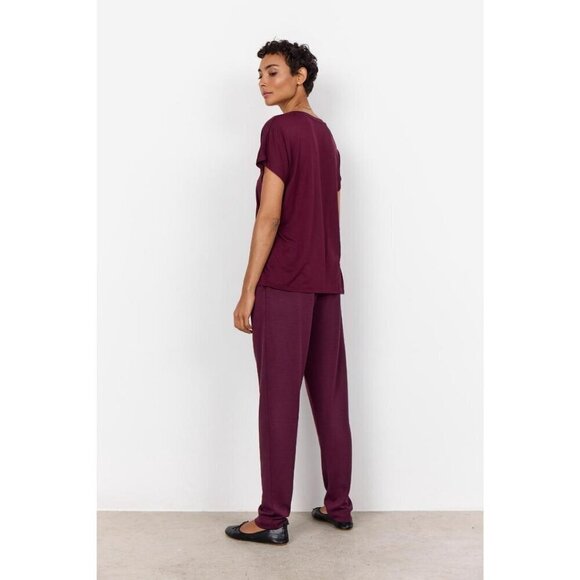 NWT SOYA CONCEPT Marica 32 Burgundy Wine Vneck T-Shirt - Picture 3 of 5